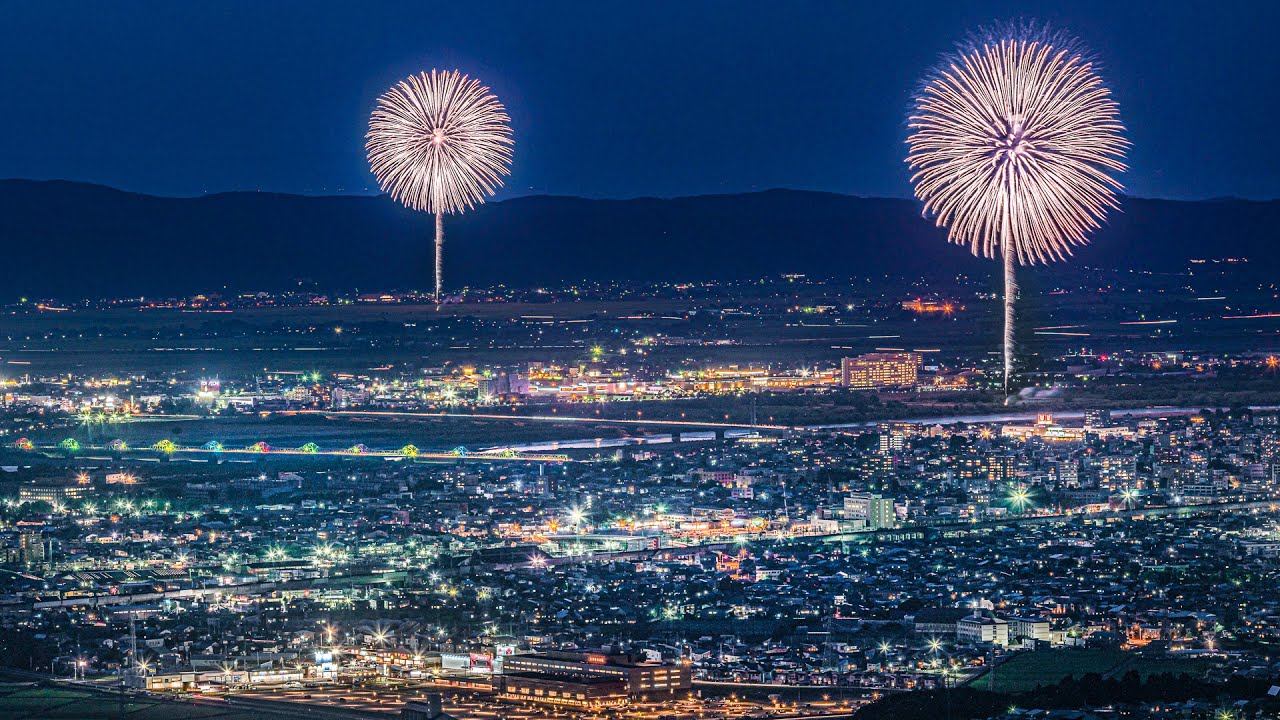[4K] 長岡花火 2021 オリンピック色に染まった長生橋 – Nagaoka Fireworks 2021 with a bridge lit up for the Tokyo Olympic –