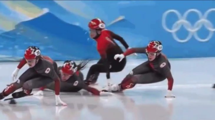 🔴【疑惑】ブロック投げつて転倒　ショートトラック女子500m  オリンピック