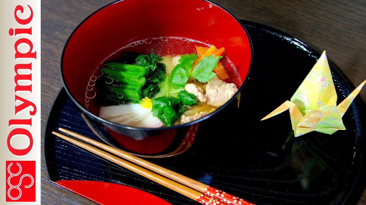 オリンピックの超簡単レシピ　お雑煮の作り方(鶏、小松菜)　☆お正月にはやっぱり・・・