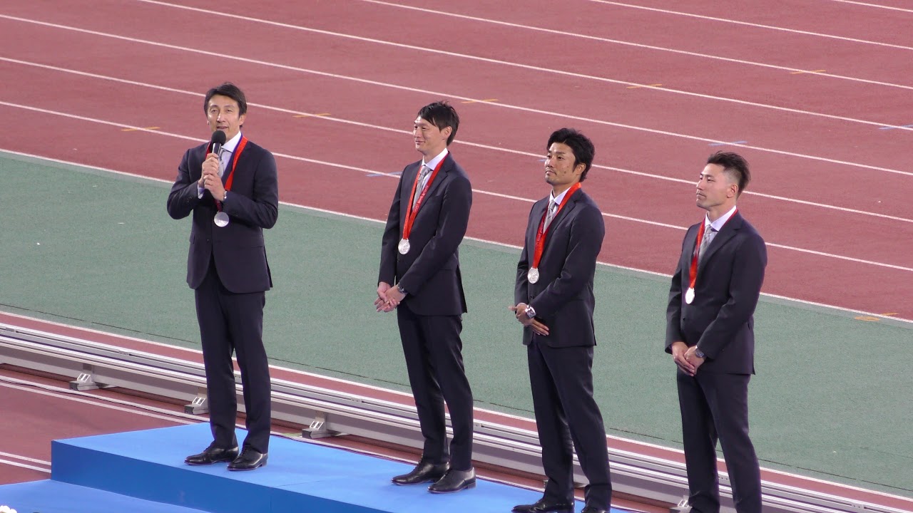 北京オリンピック　男子4x100mR　銀メダル授与式