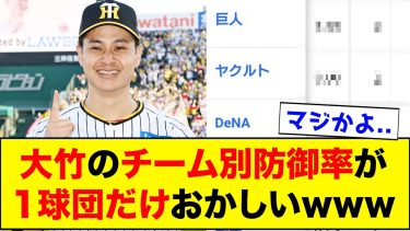 【衝撃】阪神・大竹のチーム別防御率が1球団だけおかしいwwww【なんJ反応集】