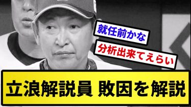 【素晴らしい解説】立浪解説員 敗因を解説【反応集】【プロ野球反応集】【2chスレ】【5chスレ】