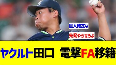 ヤクルトの守護神田口さん、FA移籍しそう【なんJ なんG反応】