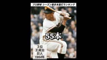 【祝 村上宗隆選手５６本】日本プロ野球シーズン本塁打ランキング