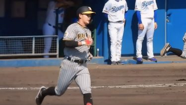 【豪快弾】野口恭佑、実戦初ヒットが先制の2ランホームラン【中日 vs 阪神】2024.2.22