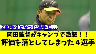 【阪神】岡田監督がキャンプで大苦言。評価を落とした４選手