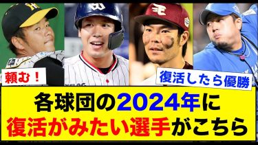 【期待】各球団の2024年に復活してほしい選手がこちらww【なんJ反応集】
