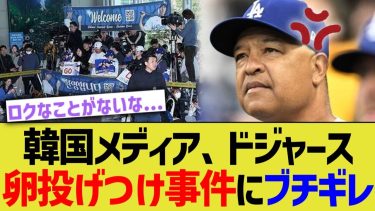 韓国メディア、ドジャース卵投げつけ事件にブチギレ【なんJ プロ野球反応】