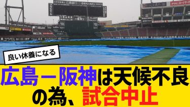広島－阪神は天候不良の為、試合中止　【2ch】【5ch】【反応】